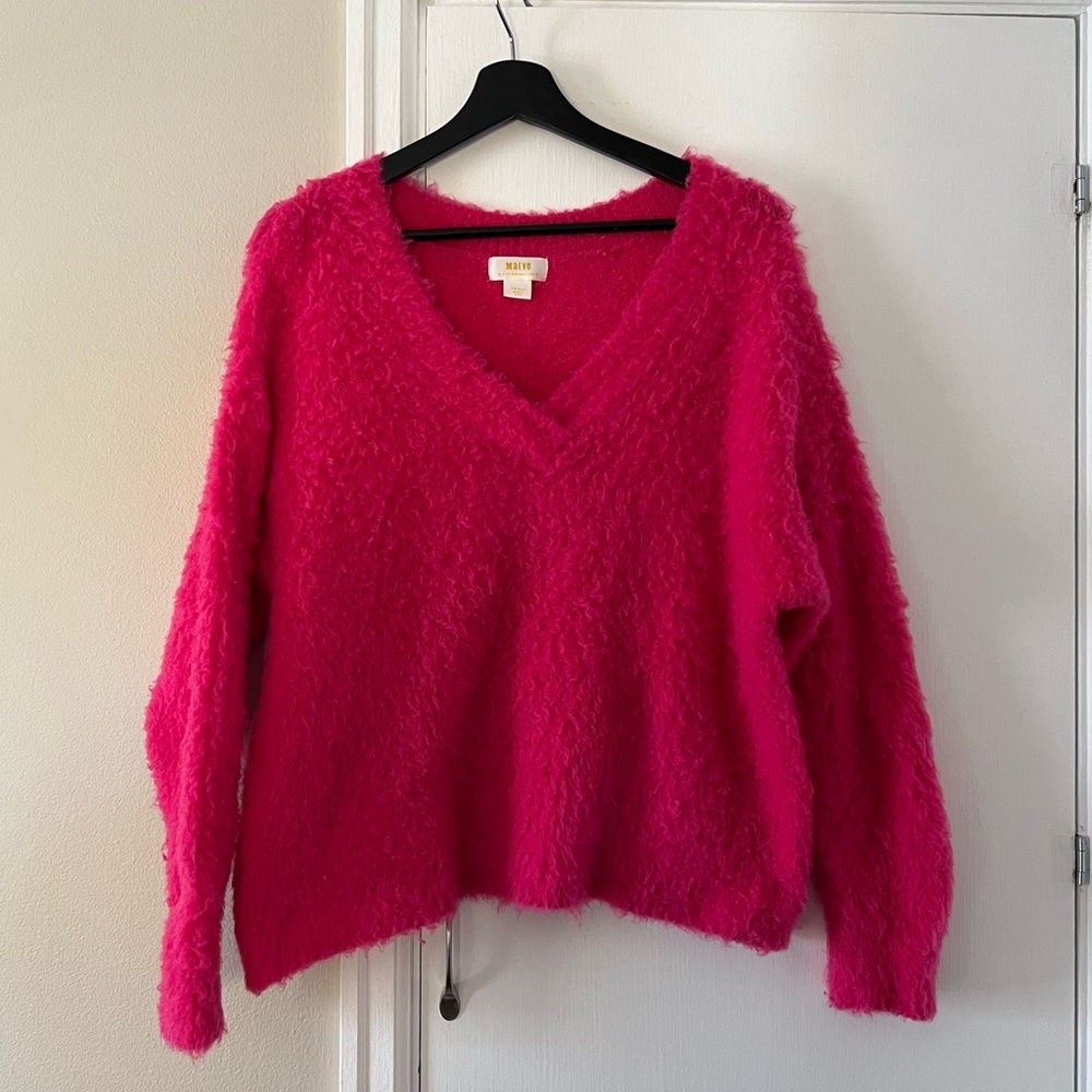 Hot Pink Maeve fuzzy Sweater - Anthropologie